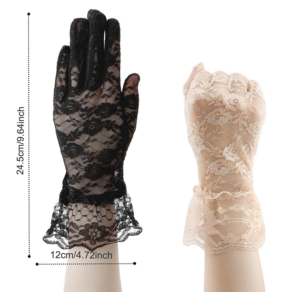 anpiwshjo Black Gloves Costume Women, Gloves Lace, Wedding Gloves, Opera Gloves, Tea Gloves for Women, Evening Gloves, Masquerade Gloves, Gloves Cosplay, Day of the Dead Gloves Women