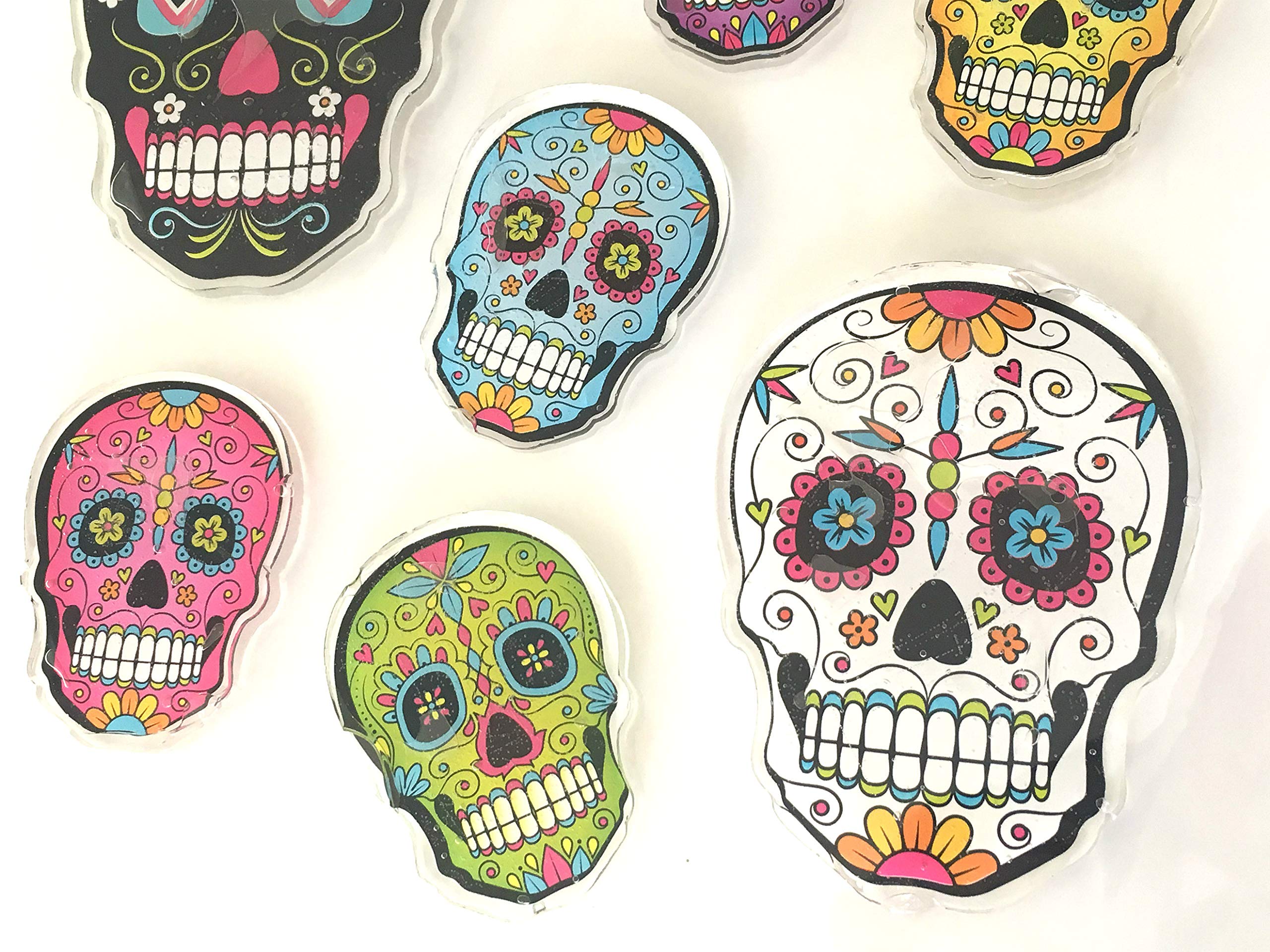 Greenbrier International New Pack of 7 Sugar Skull Day of The Dead Window Mirror Clings