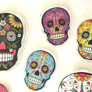 Greenbrier International New Pack of 7 Sugar Skull Day of The Dead Window Mirror Clings