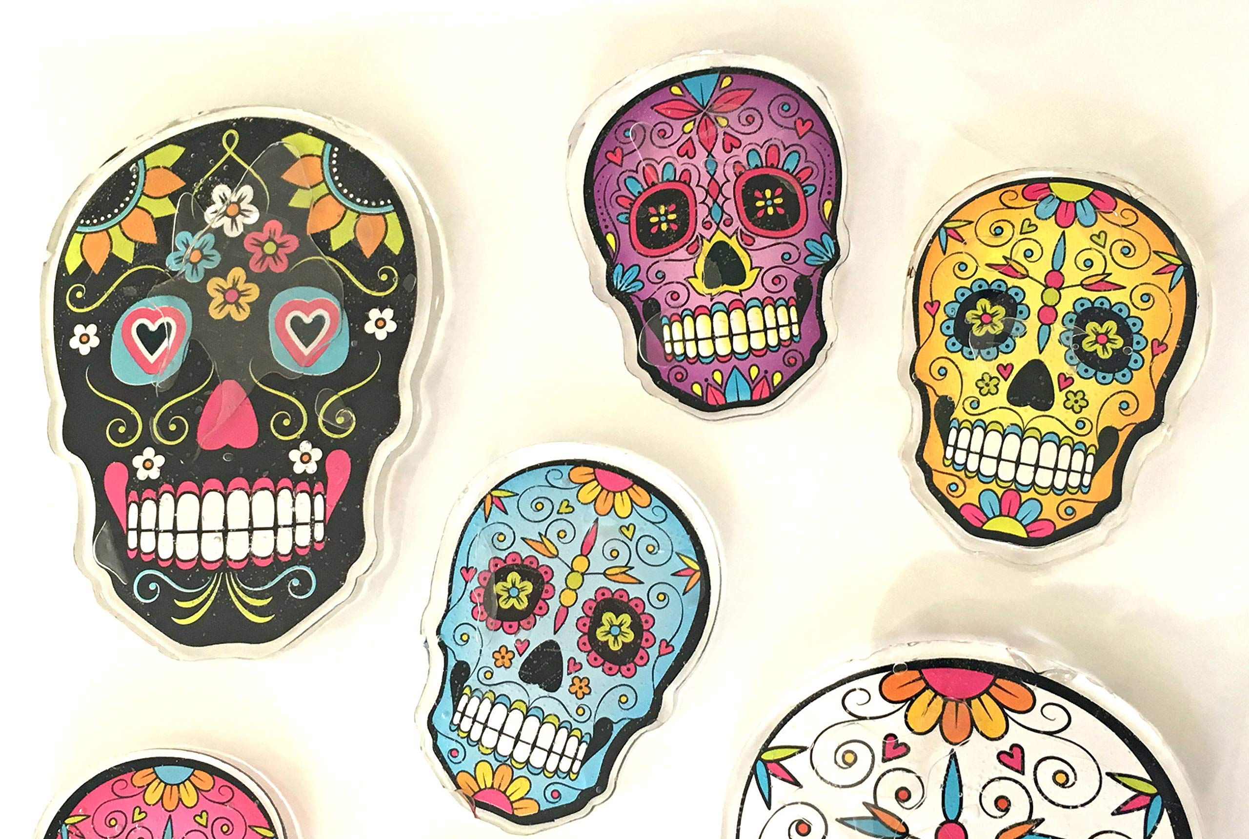 Greenbrier International New Pack of 7 Sugar Skull Day of The Dead Window Mirror Clings