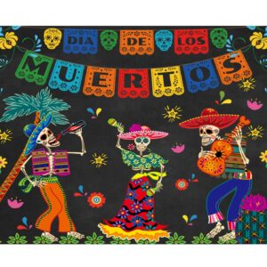 Allenjoy Day of The Dead Backdrop for Mexican Fiesta Sugar Skull Photography Background Dia DE Los Muertos Dress-up Birthday Party Supplies Fiesta Banner Table Decor Decoration Photo Booth Shoot
