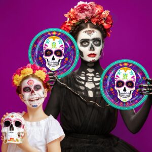 DYLIVeS Day of the Dead Plates and Napkins Party Supplies, Dia de Los Muertos Plates and Napkins Set Sugar Skull Disposable Dinnerware for Mexican Fiesta Carnival Halloween Party Decorations, Serve 50