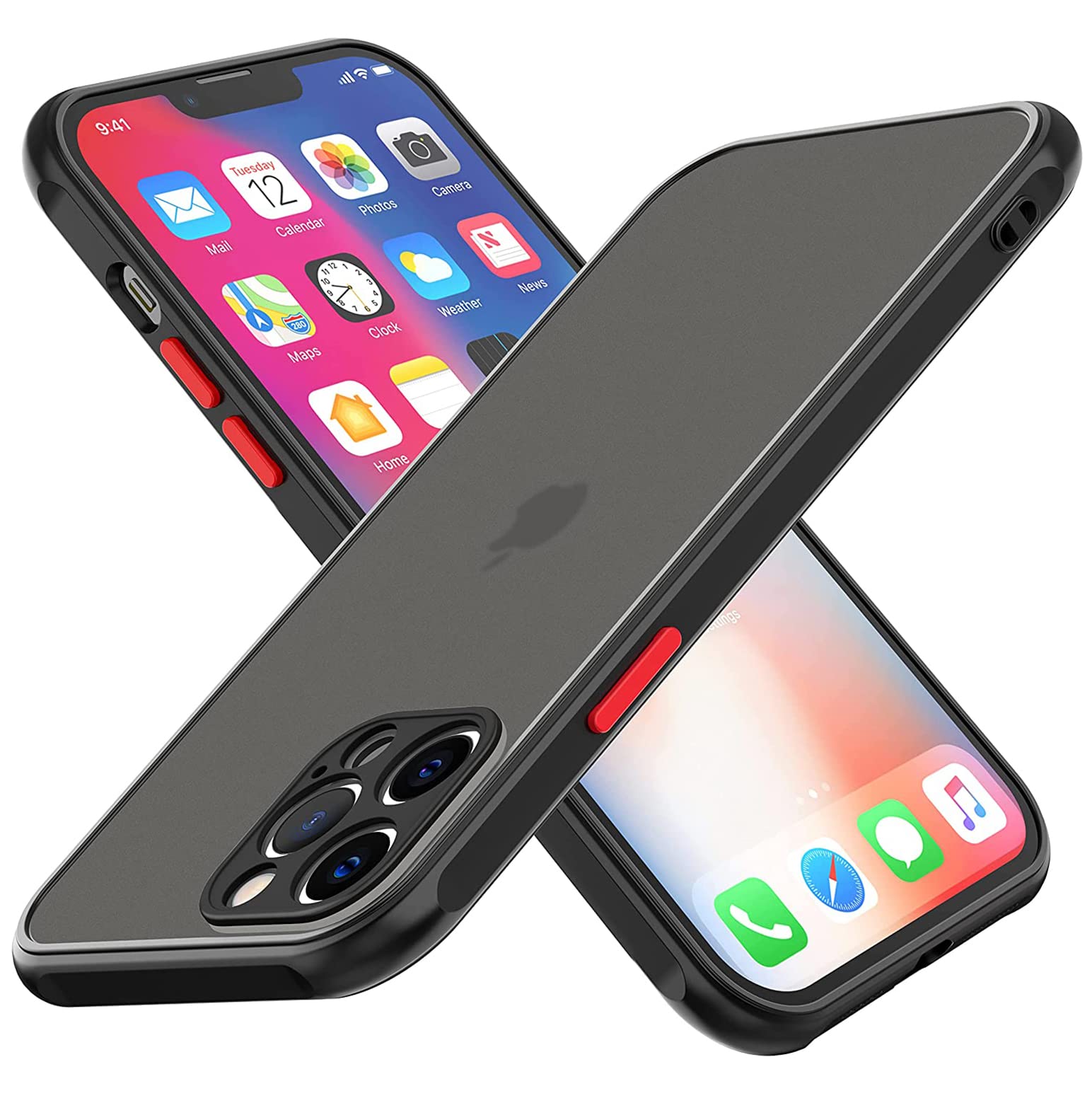 ZEZHOU for iPhone 14 Pro Max Phone Case, Shockproof for iPhone 14 Pro Max Case, Military Grade Drop Protection, Protective Hard Back Slim Translucent Case for iPhone 14 Pro Max 6.7'', Frosted Black