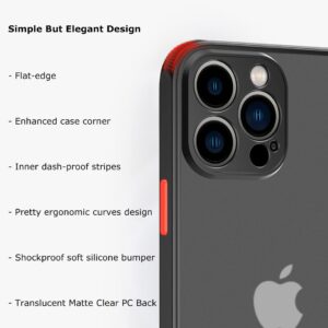 ZEZHOU for iPhone 14 Pro Max Phone Case, Shockproof for iPhone 14 Pro Max Case, Military Grade Drop Protection, Protective Hard Back Slim Translucent Case for iPhone 14 Pro Max 6.7'', Frosted Black