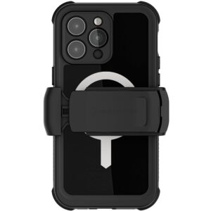 ghostek nautical waterproof case for iphone 14 pro max screen camera lens protector holster belt clip magsafe heavy duty shockproof full body covers designed for 2022 apple iphone14promax 6.7" (black)