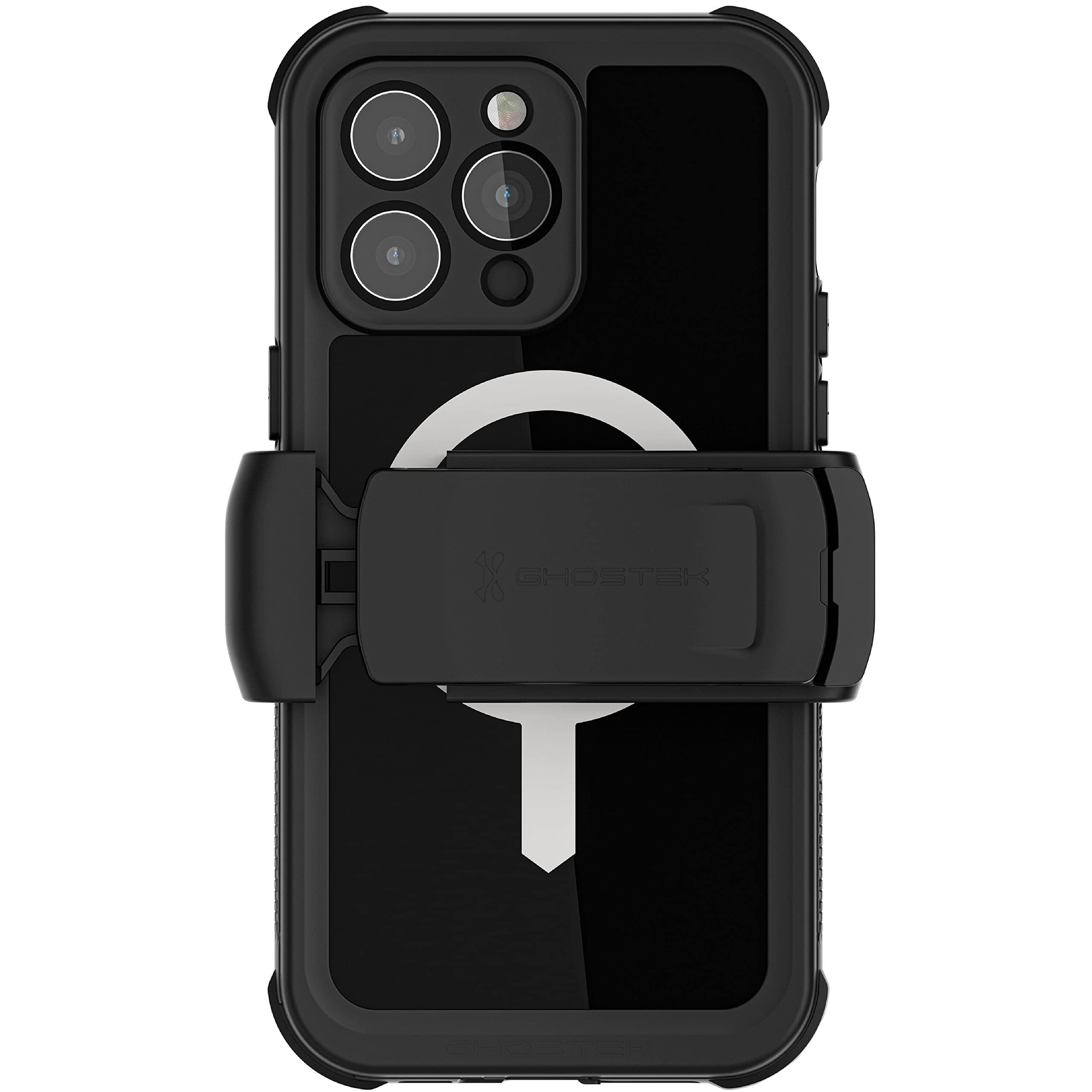 Ghostek NAUTICAL Waterproof Case for iPhone 14 Pro Max Screen Camera Lens Protector Holster Belt Clip MagSafe Heavy Duty Shockproof Full Body Covers Designed for 2022 Apple iPhone14ProMax 6.7" (Black)