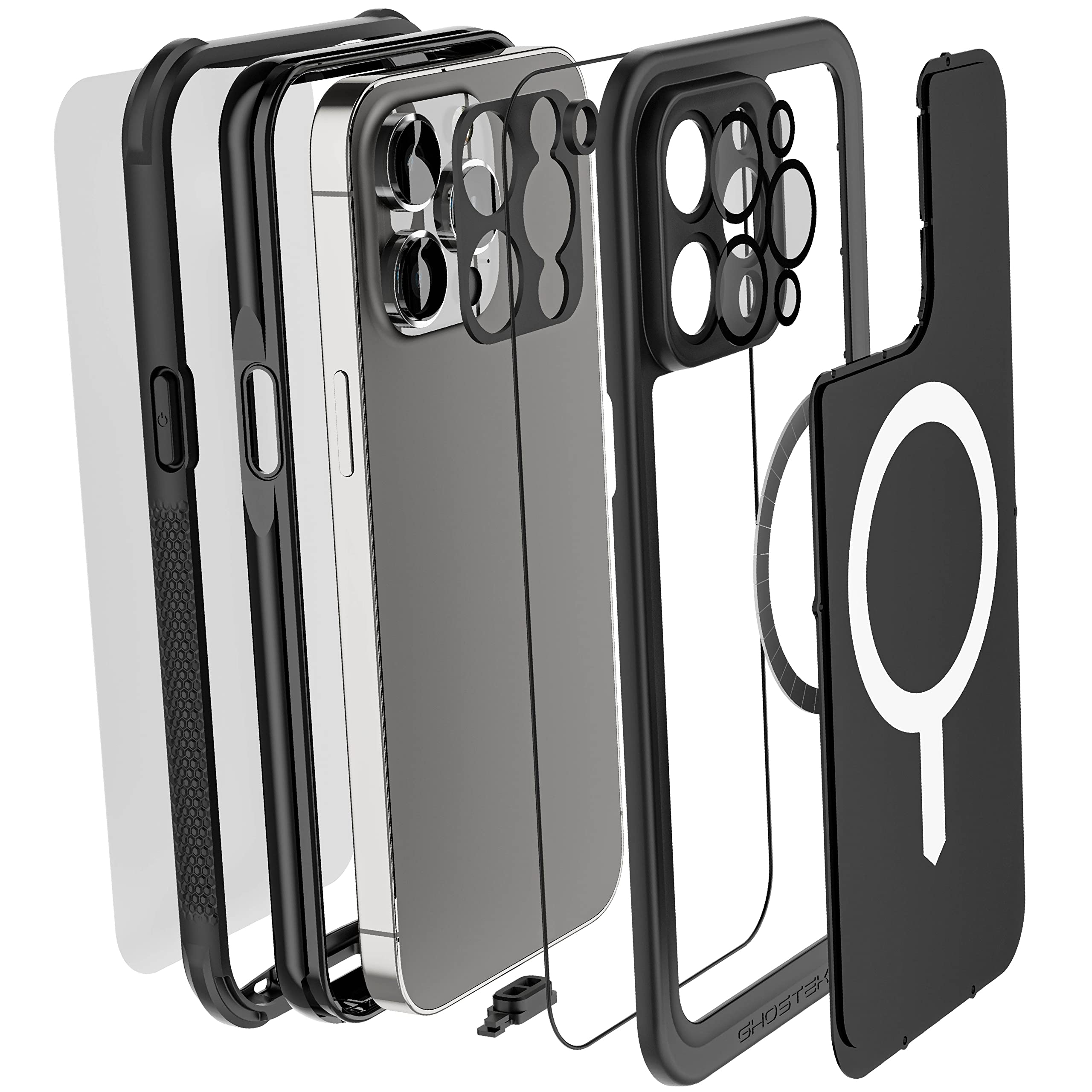 Ghostek NAUTICAL Waterproof Case for iPhone 14 Pro Max Screen Camera Lens Protector Holster Belt Clip MagSafe Heavy Duty Shockproof Full Body Covers Designed for 2022 Apple iPhone14ProMax 6.7" (Black)