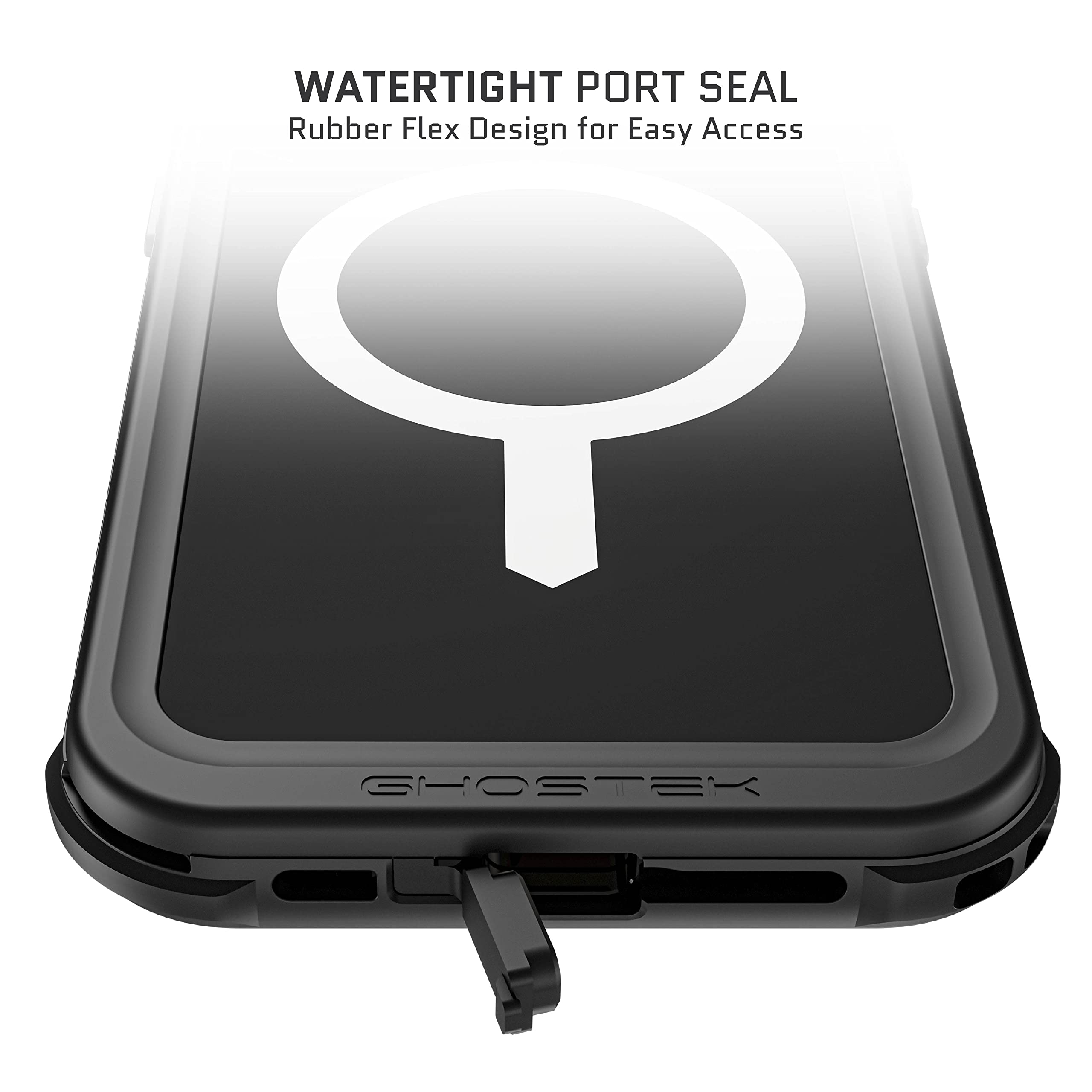 Ghostek NAUTICAL Waterproof Case for iPhone 14 Pro Max Screen Camera Lens Protector Holster Belt Clip MagSafe Heavy Duty Shockproof Full Body Covers Designed for 2022 Apple iPhone14ProMax 6.7" (Black)