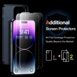 TORRAS Slim Yet Shockproof for iPhone 14 Pro Max Phone Case with 2X Tempered Screen Protectors, [Mil-Grade Drop Tested] Thinner Yet Tougher Protective iPhone 14 Pro Max Case 6.7 inch, Matte Black