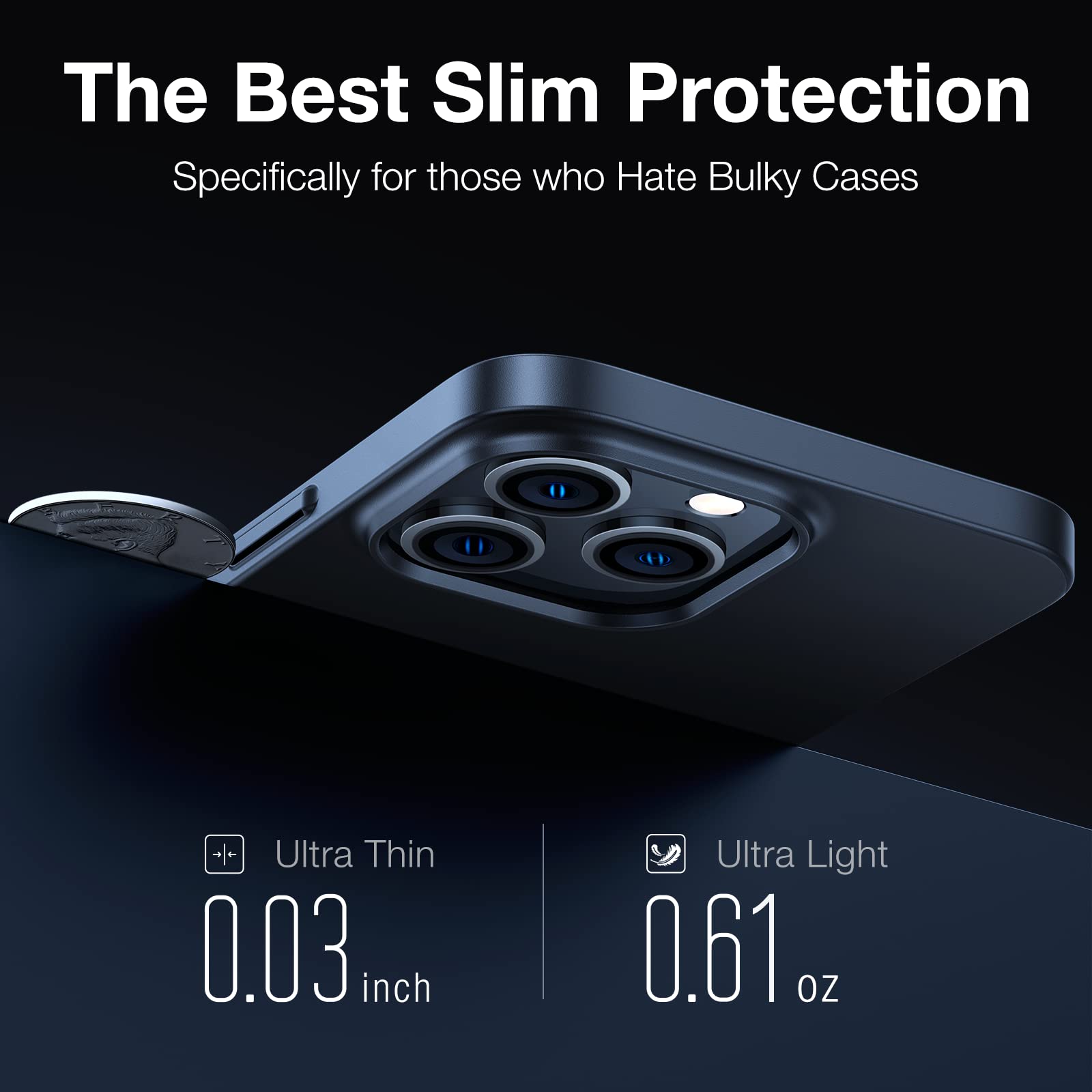 TORRAS Slim Yet Shockproof for iPhone 14 Pro Max Phone Case with 2X Tempered Screen Protectors, [Mil-Grade Drop Tested] Thinner Yet Tougher Protective iPhone 14 Pro Max Case 6.7 inch, Matte Black