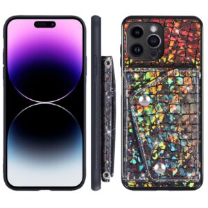 Asuwish Phone Case for iPhone 14 Pro Max 6.7 inch Wallet Cover with Screen Protector and Credit Card Holder Stand Bling Glitter Cell iPhone14promax 5G i Phone14Max Plus iPhone14 ProMax Women Men Black