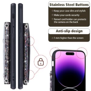 Asuwish Phone Case for iPhone 14 Pro Max 6.7 inch Wallet Cover with Screen Protector and Credit Card Holder Stand Bling Glitter Cell iPhone14promax 5G i Phone14Max Plus iPhone14 ProMax Women Men Black