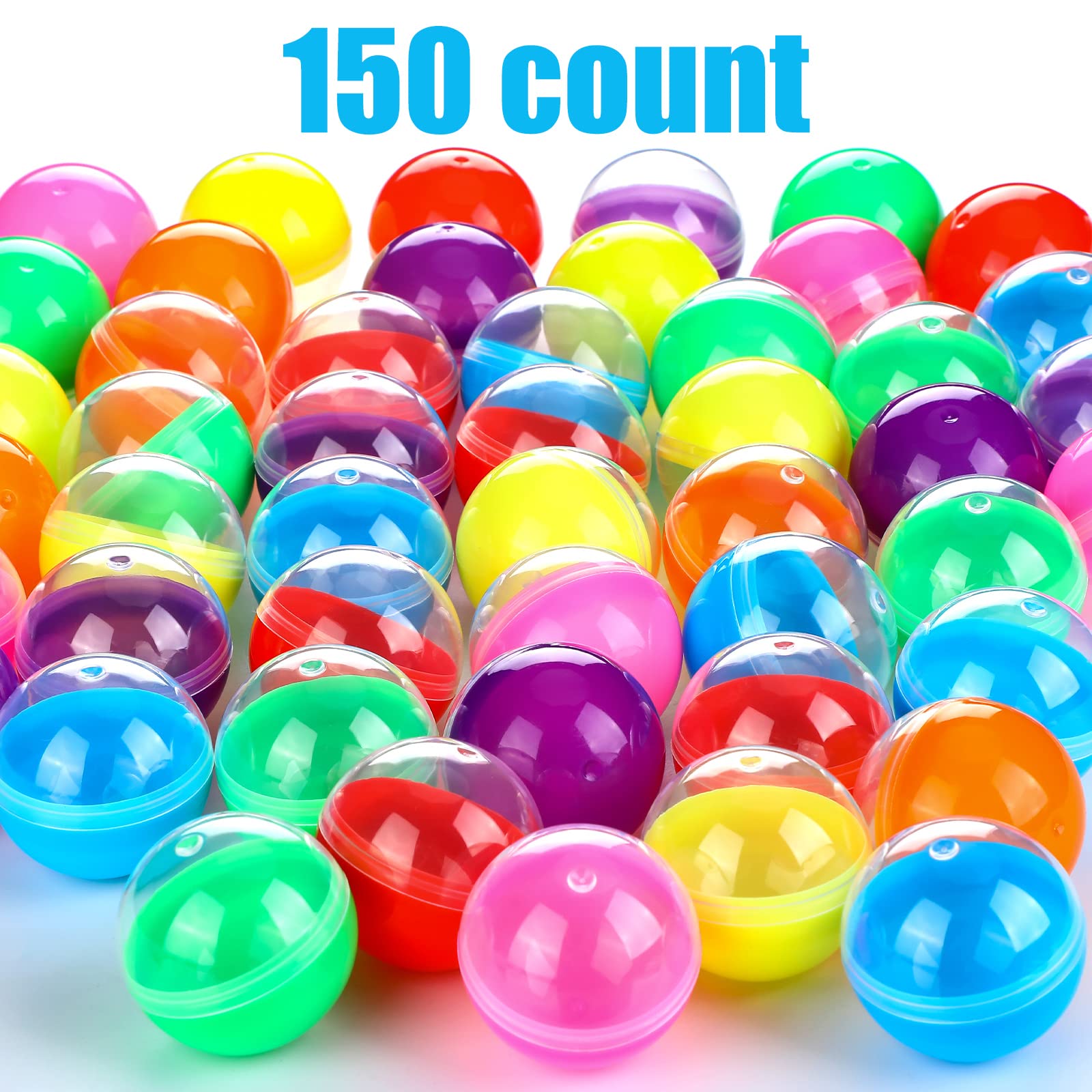 Sosation 150 Pcs Gumball Vending Machine Capsules Empty Round Capsules Plastic Containers Toy Capsules for Prizes Party Favors (1.8 Inch,Stylish Style)