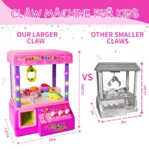 Yasola Claw Machine for Kids,Mini Vending Machines, Arcade Candy Claw Game Prizes Grabber Toy for Home,Prize Dispenser Toys for Girls with Lights Sound（16 Random Mini Toys ）