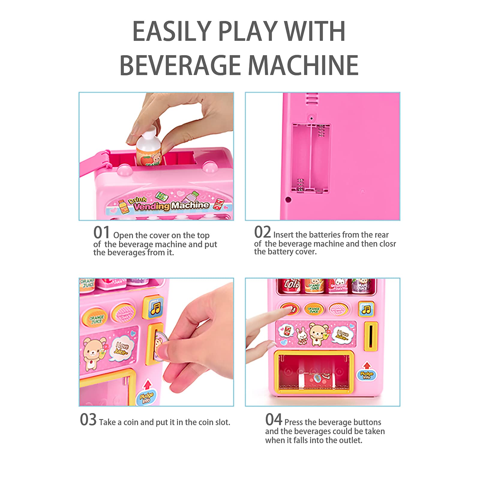 Woleigiao Interactive Drink Vending Machine Toy Pretend Electronic Drink Machines Early Developmental Toy Develop of Life with Music and Light for Boys & Girl