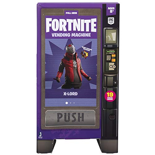 Fortnite Vending Machine, Features 4 Inch X-Lord Action Figure, Includes 9 Weapons, 4 Back Bling, and 4 Building Material Pieces