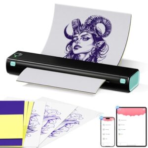 Itari M08F Tattoo Stencil Printer - Tattoo Transfer Machine Thermal Copier with 10pcs Transfer Paper, Bluetooth Stencil Printer for Tattooing, Henna Tattoo Machine Kits Compatible with Phone Ipad & PC