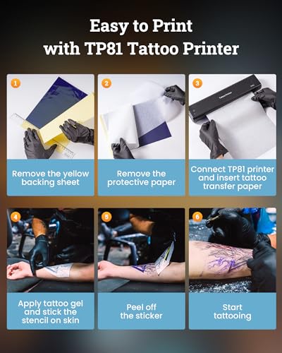 Itari M08F Tattoo Stencil Printer - Tattoo Transfer Machine Thermal Copier with 10pcs Transfer Paper, Bluetooth Stencil Printer for Tattooing, Henna Tattoo Machine Kits Compatible with Phone Ipad & PC