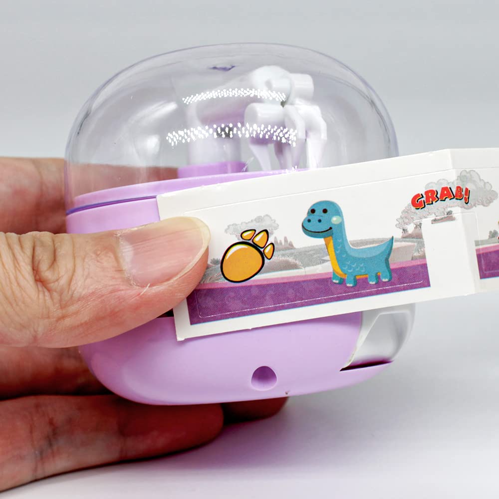 Mini Claw Machine for Kids&adults,Purple,24 Tiny Stuff prizes,dinosaur miniature game,travel claw games,Birthday Gifts for 3-10 Years Old Boys Girls,Mini vending machine eraser set,Travel claw games