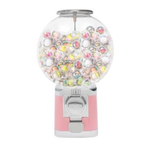 Coin Gumball Machine Toy Vending Machine,11 Inch Mini Vending Machine for Kids,Gumball Bank,Metal Candy Dispenser,Home Vending Machine,Vintage Gum Ball Machine(Pink)