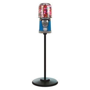 Gumball Machine for Kids - Vending Machine with Metal Stand & Cylinder Globe - Bubble Gum Blue Vending Machine and Black Metal Stand Bundle - Coin Gumball Machine