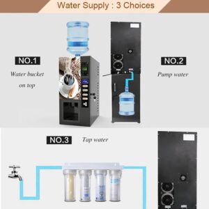 ROOMEDAL Coffee Vending Machine, Smart Commercial Self Coin Payment, 3 Flavor Instant Hot Coffee Vending Machine Coffeemaker, Automatic Cup Drop System (Coin Payment)