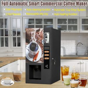 ROOMEDAL Coffee Vending Machine, Smart Commercial Self Coin Payment, 3 Flavor Instant Hot Coffee Vending Machine Coffeemaker, Automatic Cup Drop System (Coin Payment)