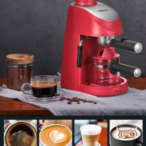 Yabano Espresso Machine, 3.5Bar Espresso Coffee Maker, Espresso and Cappuccino Machine with Milk Frother, Espresso Maker with Steamer (Red)