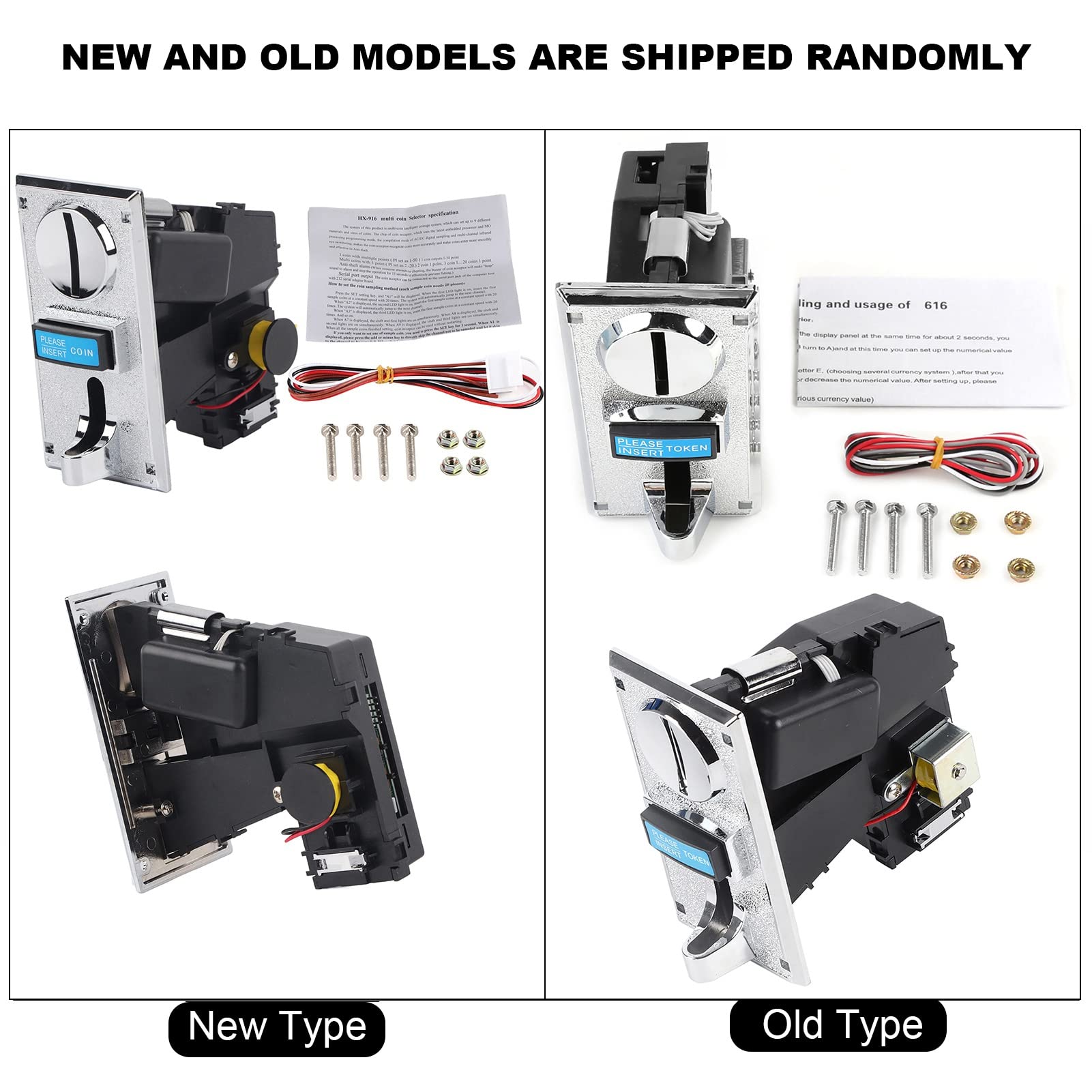 Sluffs Coin Pusher Machine, Coin Operated Washer and Dryer,Multi Coin Acceptor Selector Slot for Arcade Game Mechanism Vending Machine