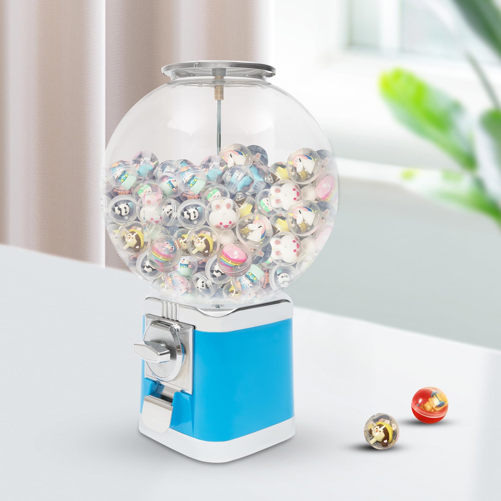 awolsrgiop Candy Dispenser Vending Machine, Candy Machine Gumball Machine Maker Big Bubble Candy Dispenser Machine Toy Vending Machine For Kids 1.26” Ball Bulk Vending Machines w/Key (Sky Blue)