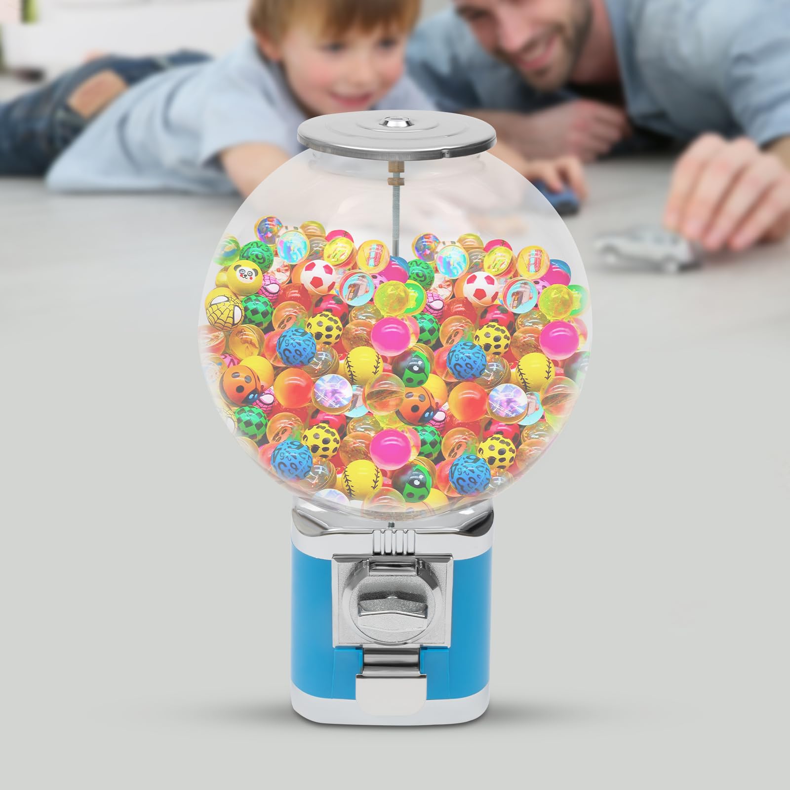 awolsrgiop Candy Dispenser Vending Machine, Candy Machine Gumball Machine Maker Big Bubble Candy Dispenser Machine Toy Vending Machine For Kids 1.26” Ball Bulk Vending Machines w/Key (Sky Blue)