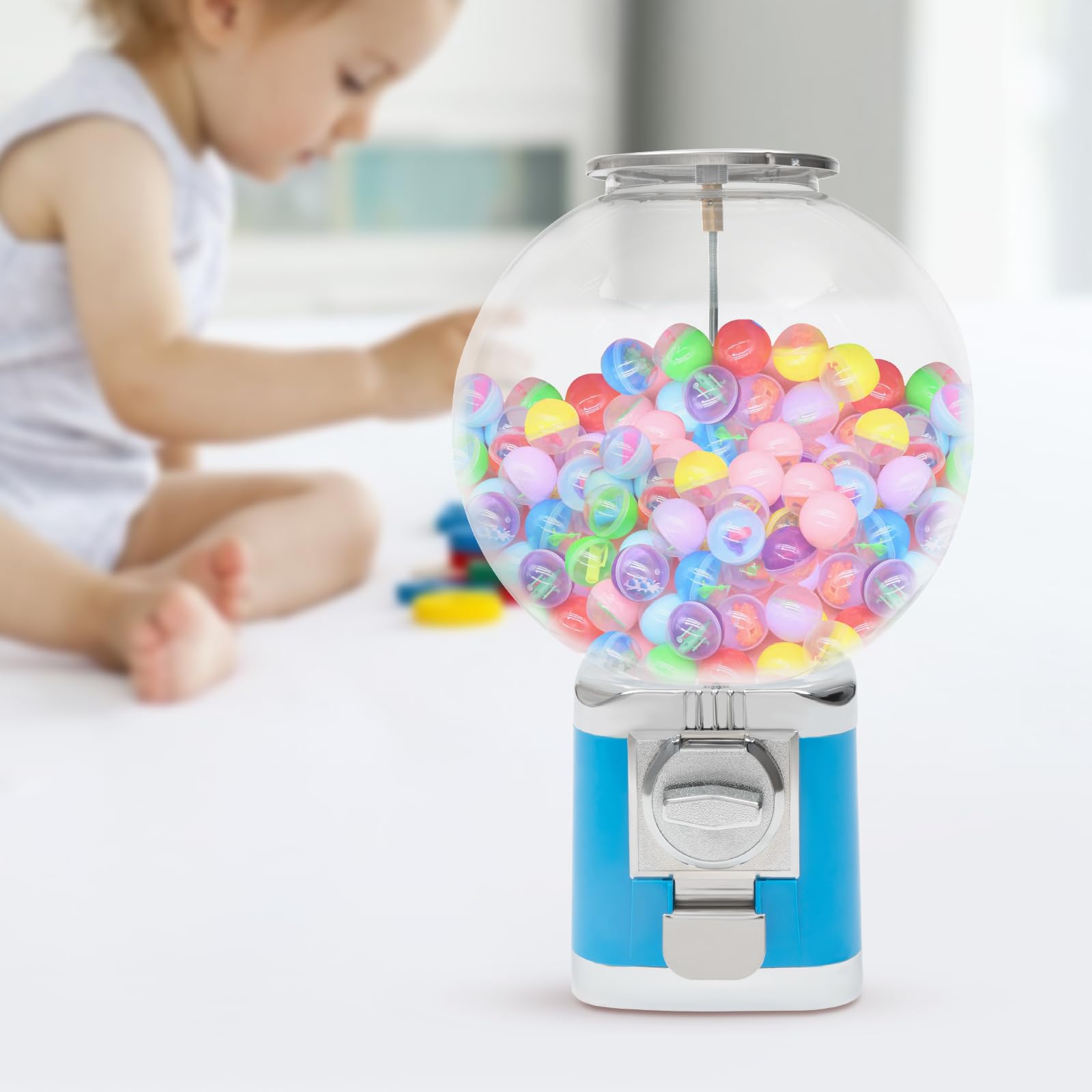 awolsrgiop Candy Dispenser Vending Machine, Candy Machine Gumball Machine Maker Big Bubble Candy Dispenser Machine Toy Vending Machine For Kids 1.26” Ball Bulk Vending Machines w/Key (Sky Blue)