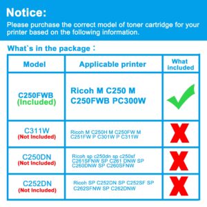 LCL Remanufactured Toner Cartridge Replacement for Ricoh 408349 M C250 M C250FWB PC300W (1-Pack Cyan)