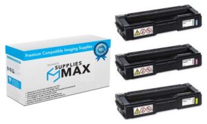 suppliesmax compatible replacement for ricoh m-c250fw/m-c250fwb/p-c301w toner cartridge combo pack (c/m/y) (type m-c250h) (40833cmy)