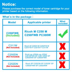 LCL Remanufactured Toner Cartridge Replacement for Ricoh 408351 M C250 M C250FWB PC300W (Yellow 1-Pack)