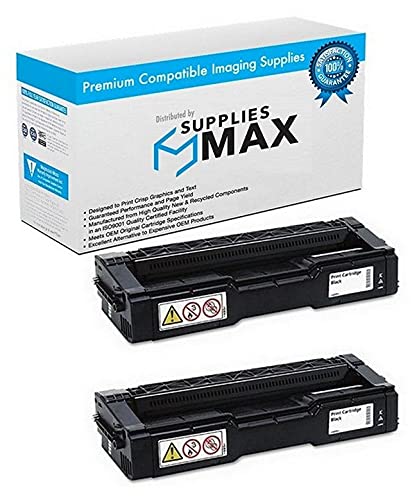 SuppliesMAX Compatible Replacement for Ricoh M-C250FW/M-C250FWB/P-C301W Black Toner Cartridge (2/PK-6900 Page Yield) (Type M-C250H) (408336_2PK)