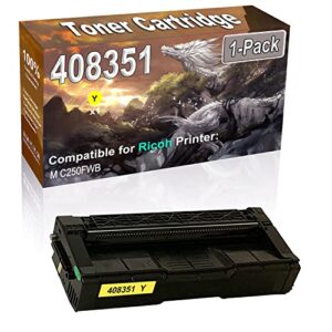 1-pack (yellow) compatible high yield m c250 (408351) toner cartridge use for ricoh m c250fwb printers