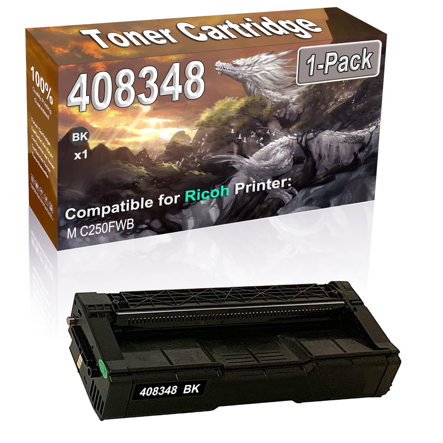 1-Pack Compatible High Capacity M C250 (408348) Imaging Toner Cartridge Used for Ricoh M C250FWB Printer (Black)