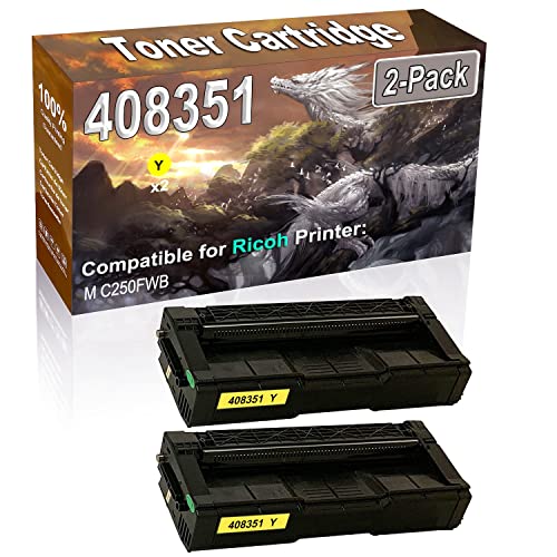 2-Pack Compatible High Capacity M C250 (408351) Imaging Toner Cartridge Used for Ricoh M C250FWB Printer (Yellow)