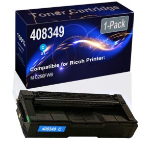 kolasels 1-pack (cyan) compatible high yield m c250 (408349) printer toner cartridge use for ricoh m c250fwb printers