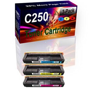 SINIYA 3-Pack (C+Y+M) Compatible High Yield C250(408349 408351 408350) Printer Toner Cartridge use for Ricoh M C250FWB M C250 Printers