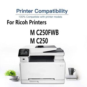 SINIYA 3-Pack (C+Y+M) Compatible High Yield C250(408349 408351 408350) Printer Toner Cartridge use for Ricoh M C250FWB M C250 Printers