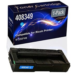 kolasels 1-pack (cyan) compatible m c250fwb laser printer toner cartridge (high capacity) replacement for ricoh m c250 (408349) printer toner cartridge