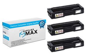 suppliesmax compatible replacement for ricoh m-c250fw/m-c250fwb/p-c301w black toner cartridge (3/pk-6900 page yield) (type m-c250h) (408352_3pk)