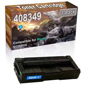 1-pack (cyan) high yield compatible m c250 (408349) printer toner cartridge use for ricoh m c250fwb printers