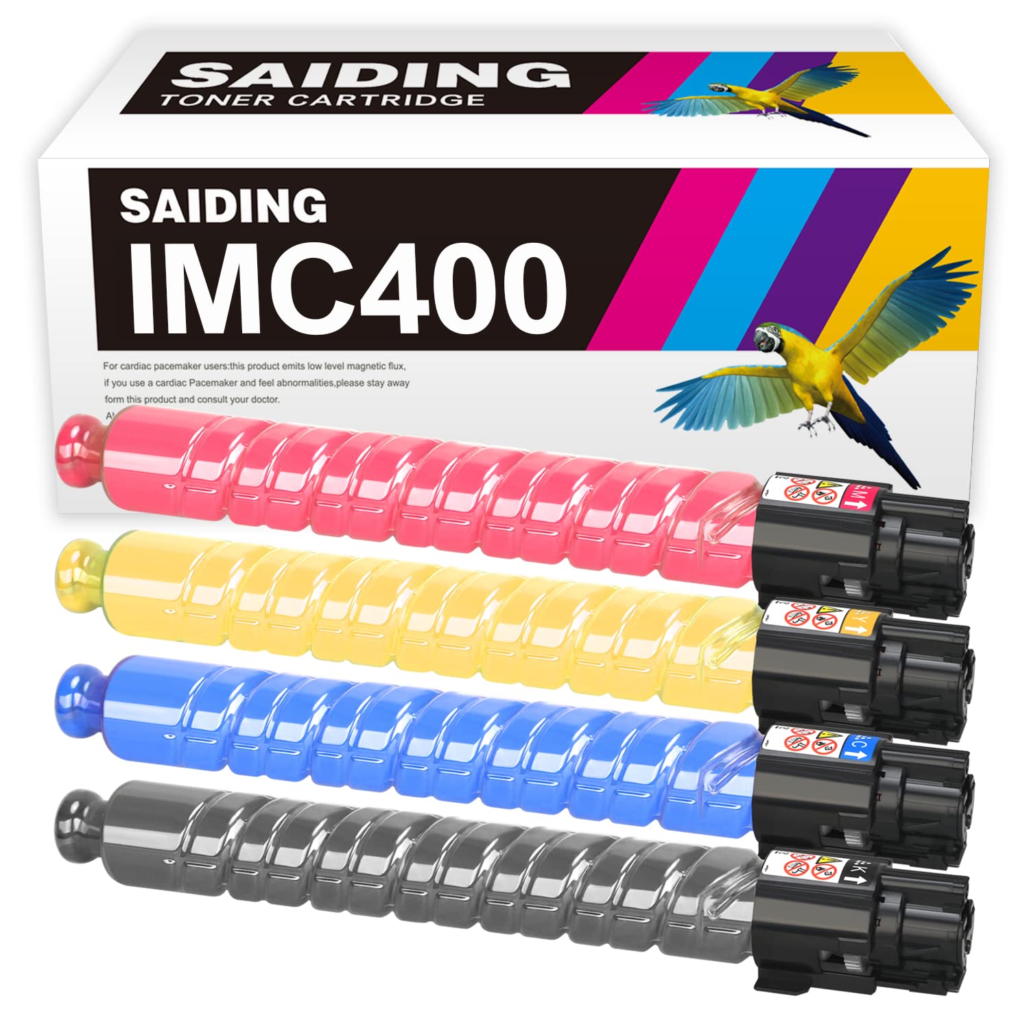 SAIDING Remanufactured Toner Cartridge Compatible for Ricoh IMC400 IMC300 842370 842371 842372 842373 to Use with IM400 IMC 400F IMC400SRF IMC 300F IMC300SRF Printer (4 Pack)