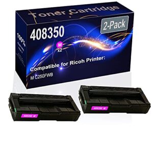 kolasels 2-pack (magenta) compatible m c250fwb laser printer toner cartridge (high capacity) replacement for ricoh m c250 (408350) printer toner cartridge