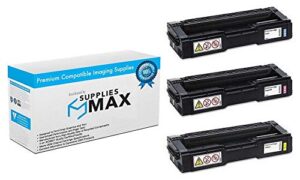 suppliesmax compatible replacement for ricoh m-c250fw/m-c250fwb/p-c301w toner cartridge combo pack (c/m/y) (type m-c250h) (40835cmy)