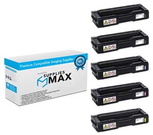 suppliesmax compatible replacement for ricoh m-c250fw/m-c250fwb/p-c301w toner cartridge combo pack (2-bk/1-c/m/y) (type m-c250h) (408352b1cmy)