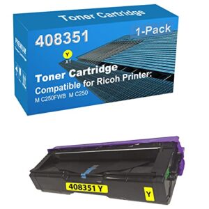 jullu 1-pack (yellow) compatible high capacity 408351 toner cartridge used for ricoh m c250fwb, m c250 printer